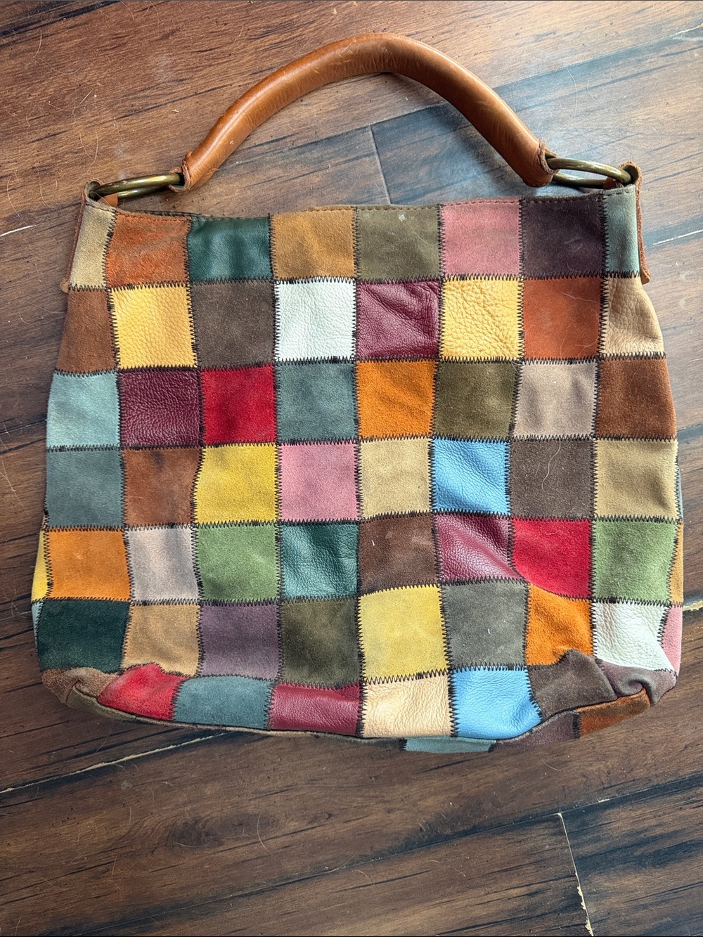 Lucky Brand Multicolor Patchwork Shoulder Bag in Leather Squares
